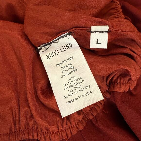 NWOT Nikki Lund Roxy Long Sleeve Burgundy Top - Sz Large - Picture 6 of 6